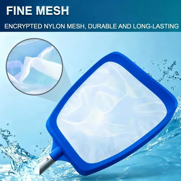 Épuisette de nettoyage de piscine en nylon dense avec manche en aluminium pour ramasser les feuilles