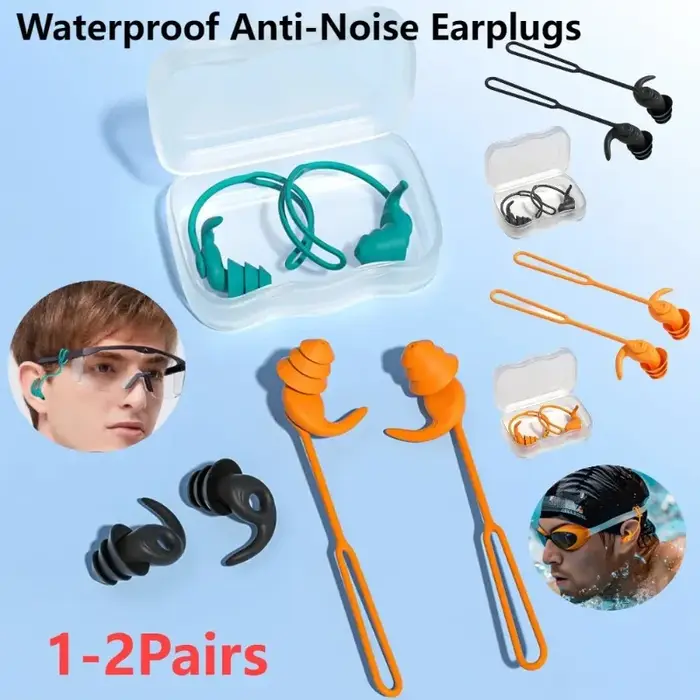 1 paire/2 paires bouchons d'oreille de natation Silicone étanche Anti-bruit accessoires de piscine