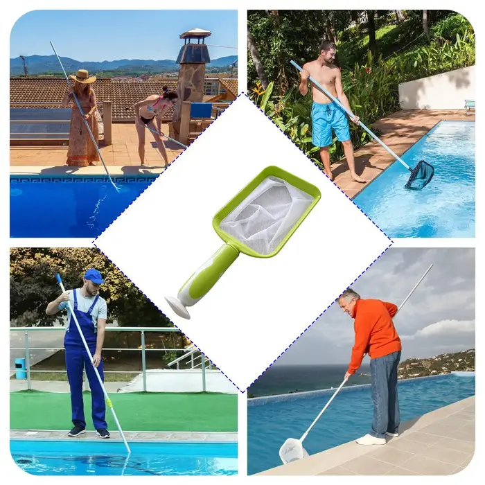 Épuisette de nettoyage de piscine à mailles fines avec manche détachable pour spa