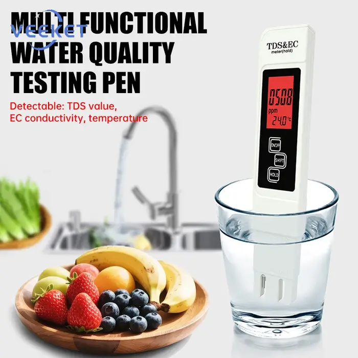 Testeur d'eau numérique 3-en-1 TDS EC avec écran LCD rétroéclairé pour l'analyse de la qualité de l'eau potable