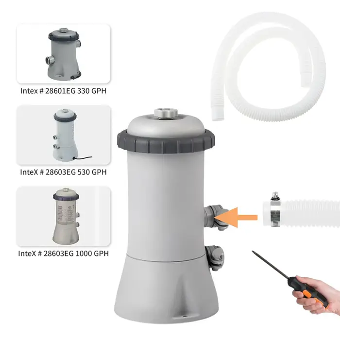 Tuyau de pompe de filtration de piscine de 59 pouces + pinces en acier de 1