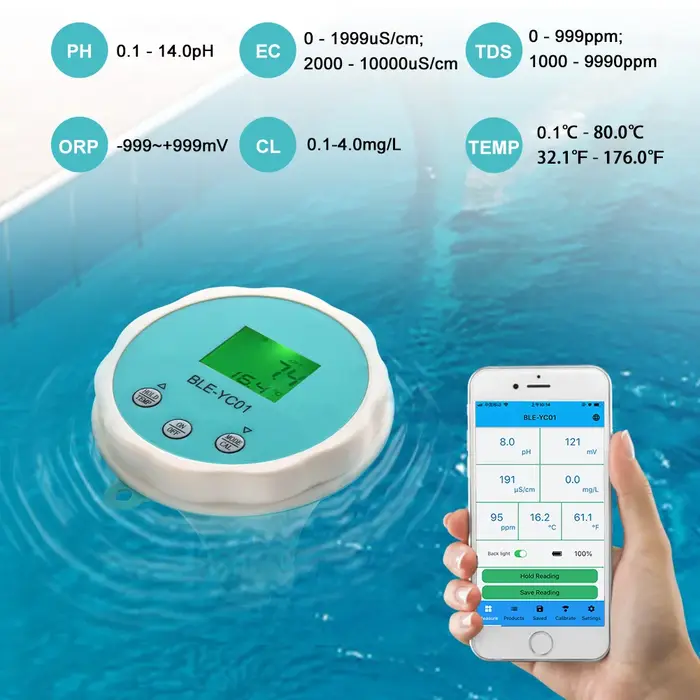Ensemble de données numérique Bluetooth pour moniteur de qualité de l'eau de piscine