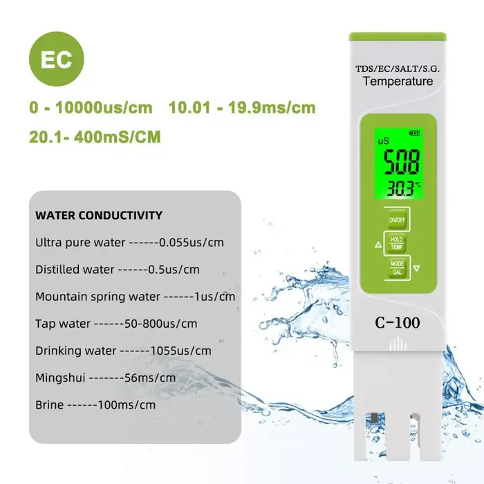 Testeur numérique de qualité de l'eau de mer 5 en 1