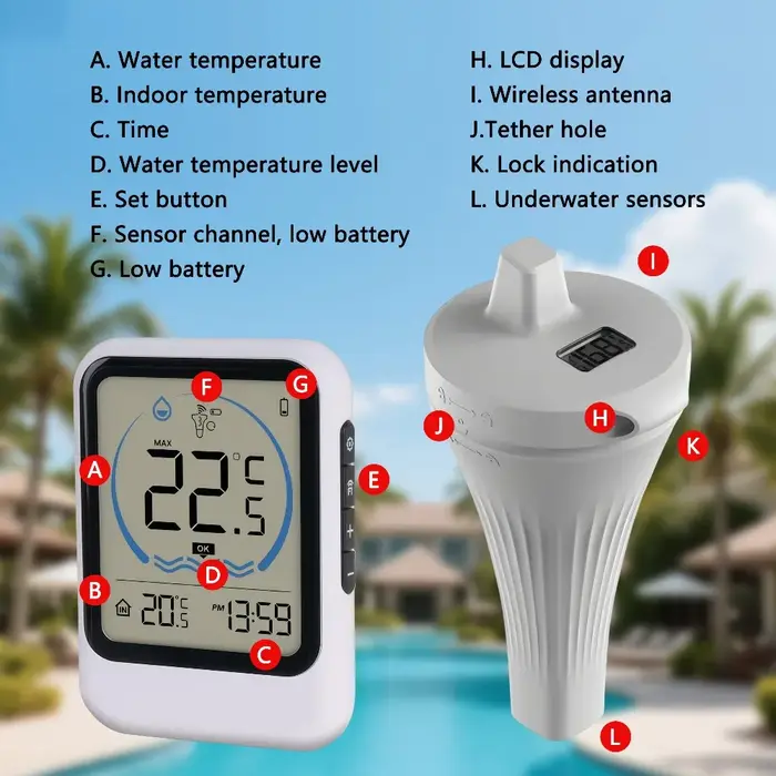 Thermomètre de piscine avec capteur de température pour piscine
