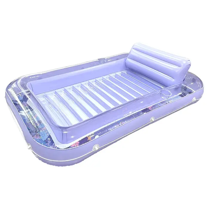 Nouveau matelas flottant gonflable transparent à paillettes pour piscine