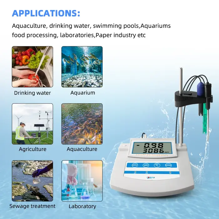 Yieryi 6 en 1 moniteur de qualité de l'eau PH ORP TDS EC CF testeur de température de paillasse pour piscine