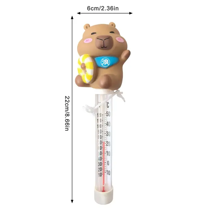 Thermomètre à flotteur Capybara mignon avec cordon pour piscine