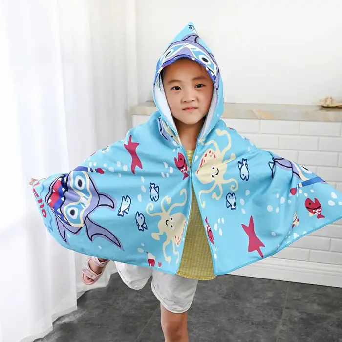 Serviettes de bain à capuche imprimées pour enfants