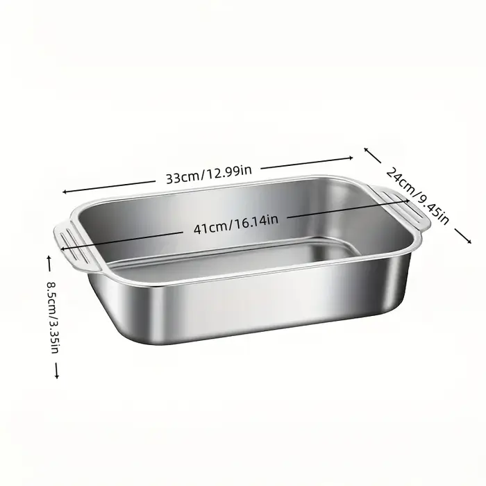 Plaque de cuisson plate en acier inoxydable de 16,14 po/41 cm avec couvercle pour steak, poulet, pai