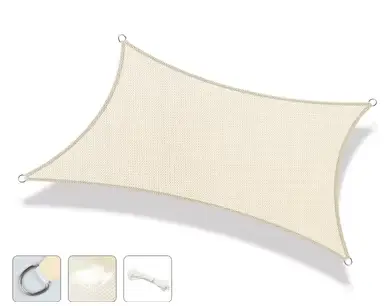 Voile d'ombrage rectangulaire en HDPE 3x4 m, couleur sable du désert, pour jardin, patio, piscine, a