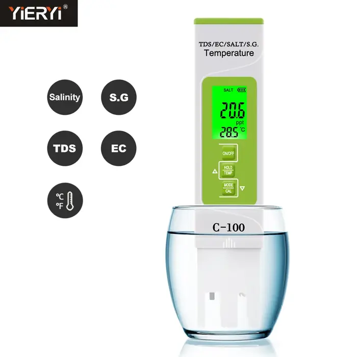 Testeur numérique de qualité de l'eau de mer 5 en 1