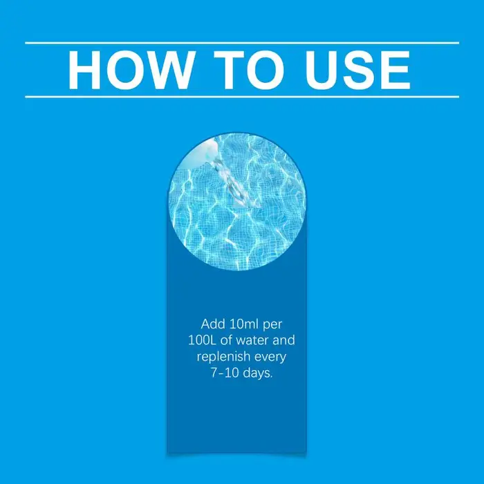 Liquide purificateur de piscine, clarifiant l'eau de piscine, sans odeur, élimine la saleté rapideme