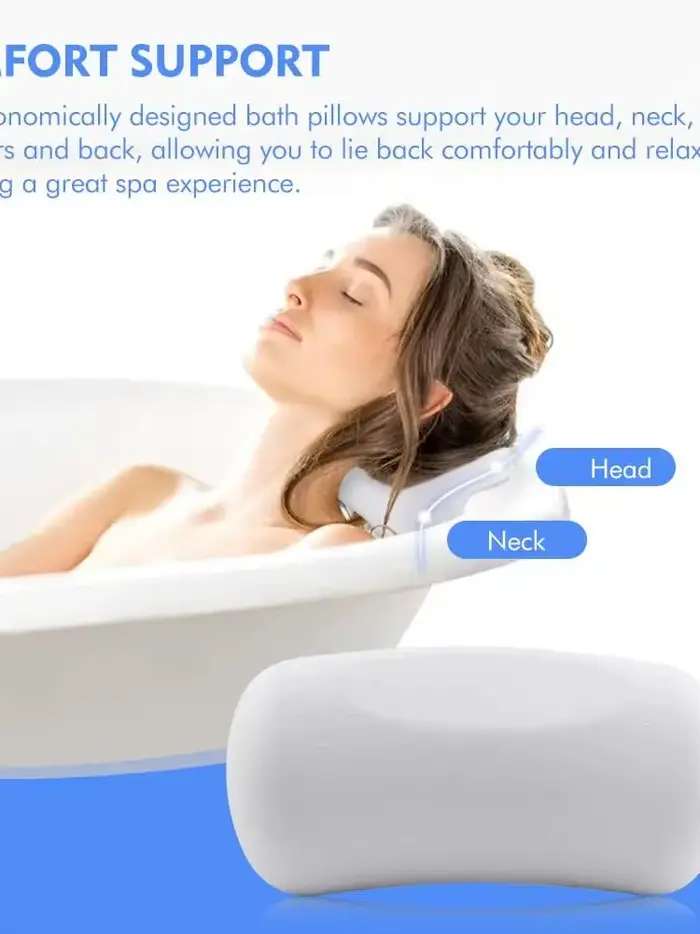 Oreiller de bain spa antidérapant imperméable pour jacuzzi – Coussin de tête et de dos rembourré en mousse à mémoire de
