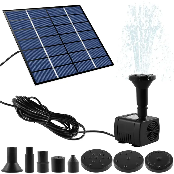 Kit de fontaine à panneau solaire, pompe à eau bricolage, 5 buses, extérieur, jardin, bain d'oiseaux