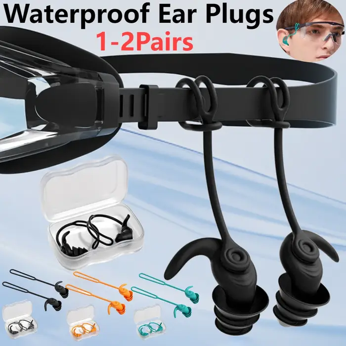 1 paire de bouchons d'oreille de natation en Silicone
