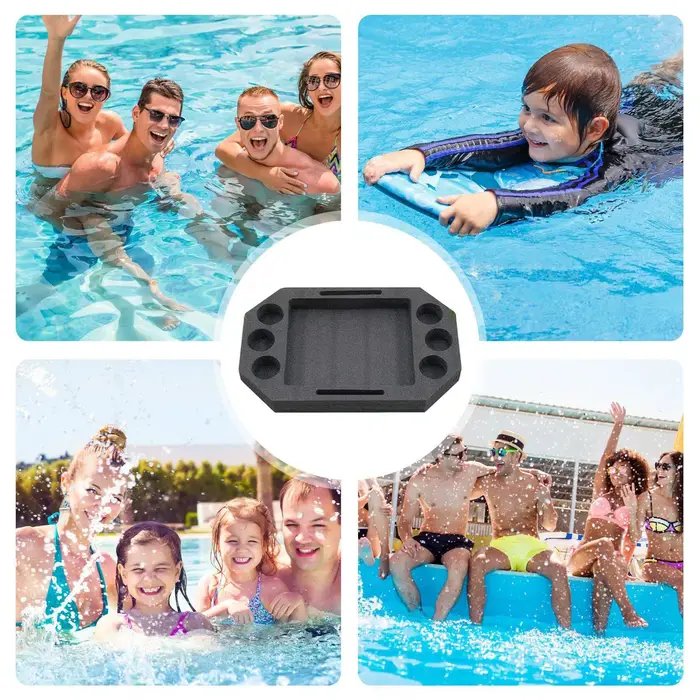 Plateau flottant pour la piscine, pour aliments et boissons, étanche, grande table de service avec séparateurs intégrés, plateau flottant pour le lac, la plage, la rivière