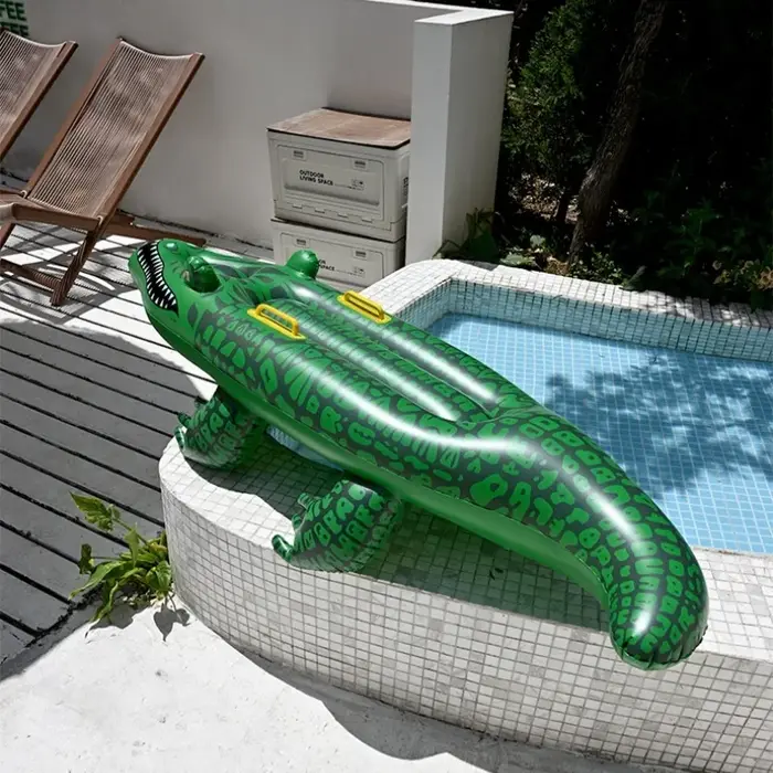 1PC Flotteur gonflable crocodile à chevaucher avec poignées