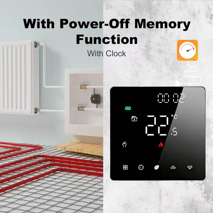 Thermostat intelligent WiFi MANHOT pour chauffage au sol (eau/électrique) et chaudière à gaz