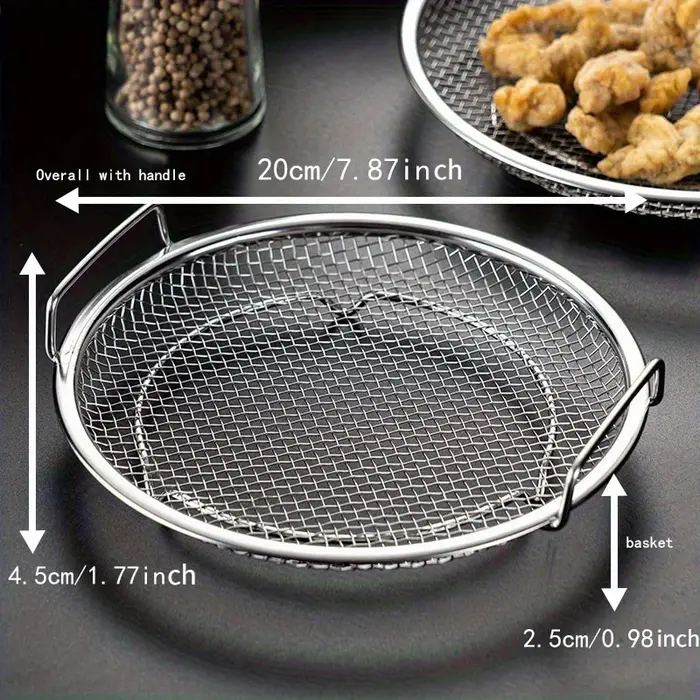 Plateau filtrant en acier inoxydable, panier rond réutilisable en maille, grillage à frire, passoire