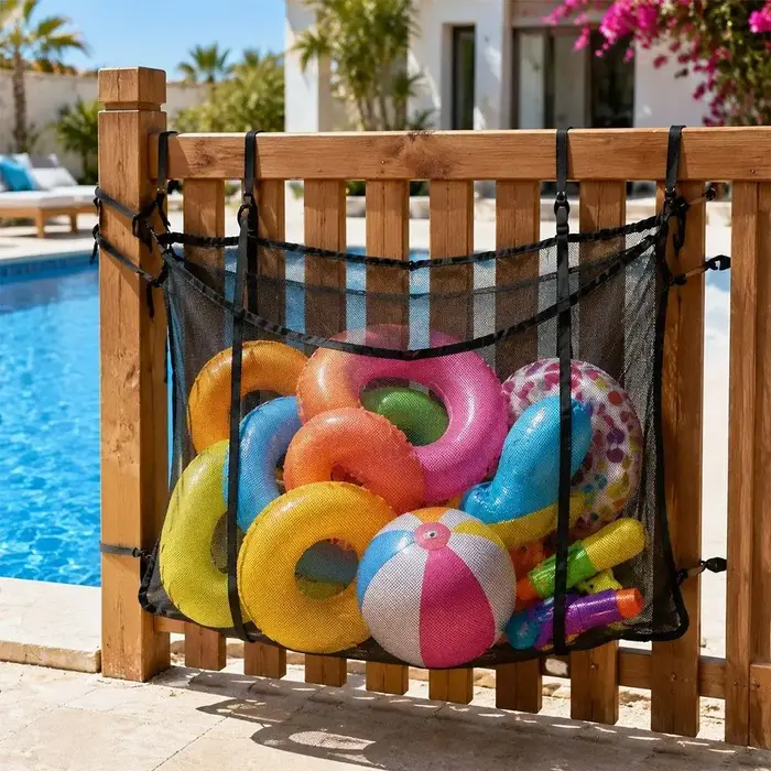 Sac de rangement en filet grande capacité pour piscine