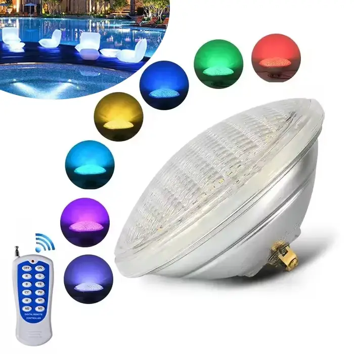 Lampe LED RGB PAR56 12V pour piscine, 18W 35W 54W, étanche IP68, lampe sous-marine avec télécommande