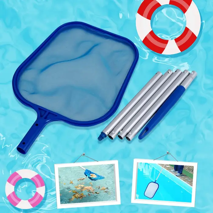 Filet d'écumoire de piscine avec poteau télescopique à 5 Sections