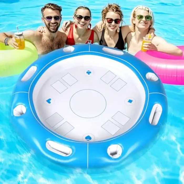 Table flottante pour piscine avec porte-boissons et cartes incluses, table de jeu de cartes flottante pour divertissement, piscine, spa, parc aquatique