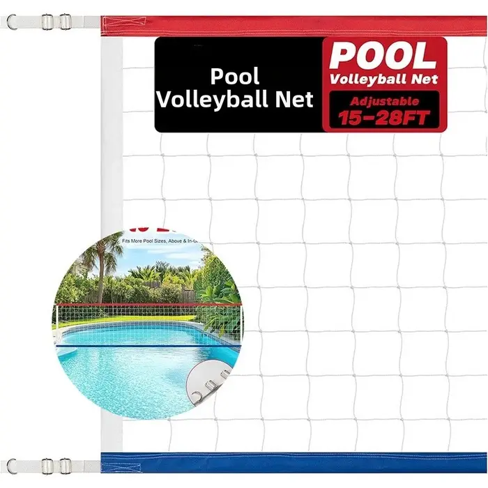 Filet de volley-ball de piscine portable et réglable de 15 à 28 pieds