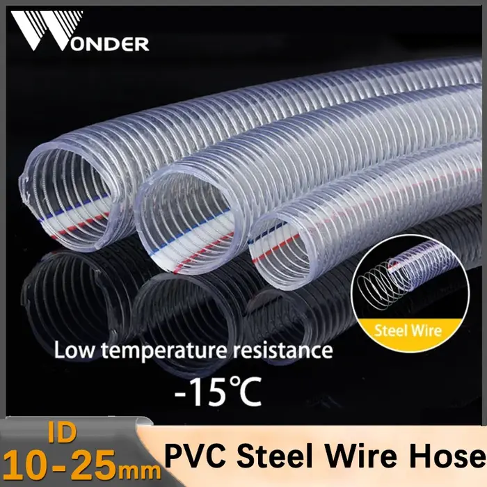 Tuyau en fil d'acier Transparent PVC ID 10mm 13mm 16mm 19mm22mm 25mm pompe à eau Tube Flexible Tube 