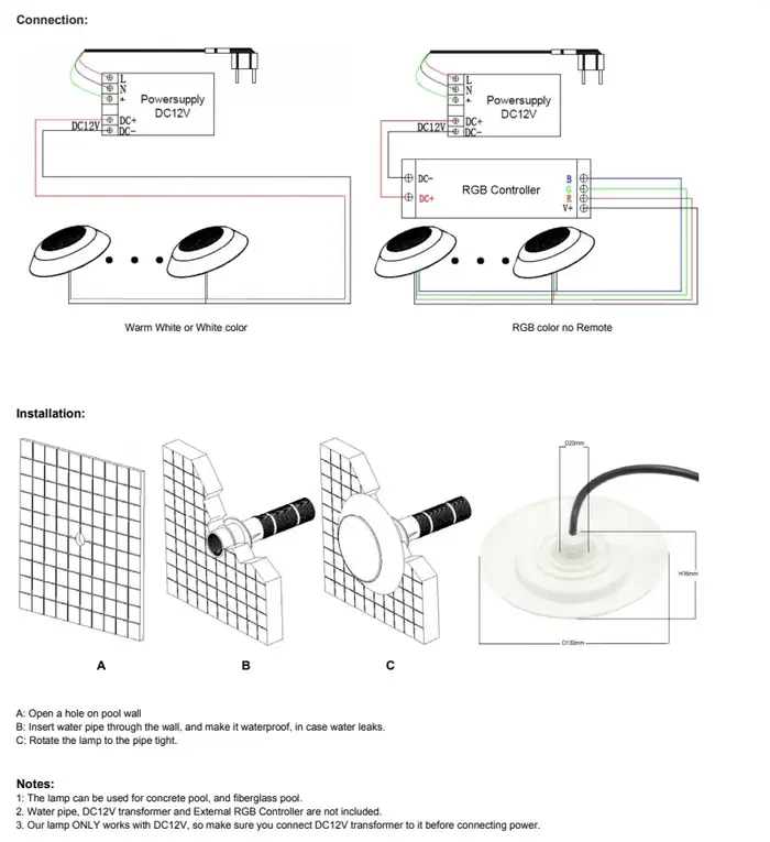 Lampe de piscine LED SubSN étanche