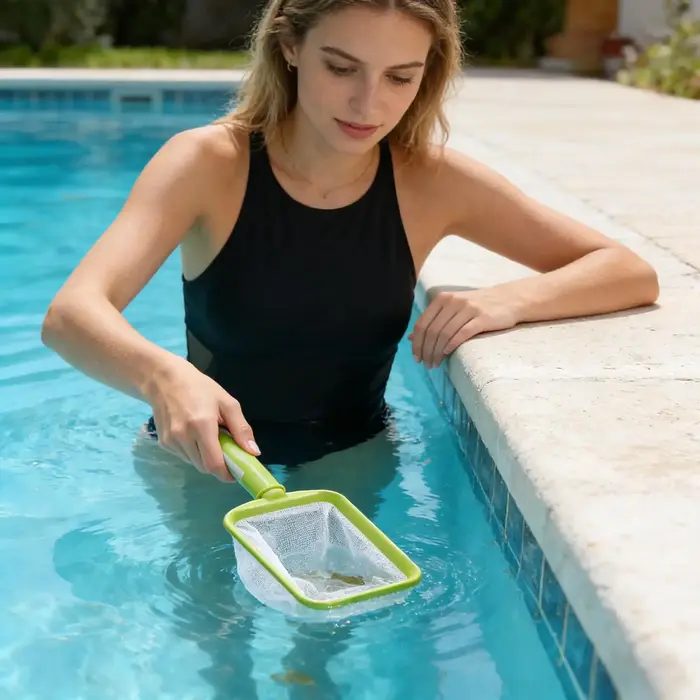 Épuisette de piscine à mailles fines avec manche détachable pour spa