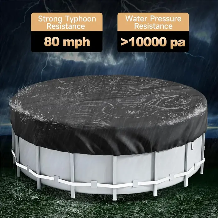 Couverture de piscine ronde universelle 210D compatible avec les piscines hors sol gonflables Intex Bestway de 6/8/10/12/15 pieds