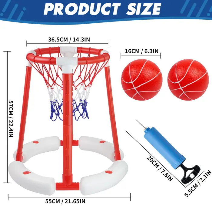MQUDUO Ensemble de jeu de basket-ball portable pour piscine avec 2 ballons, but flottant avec ballon
