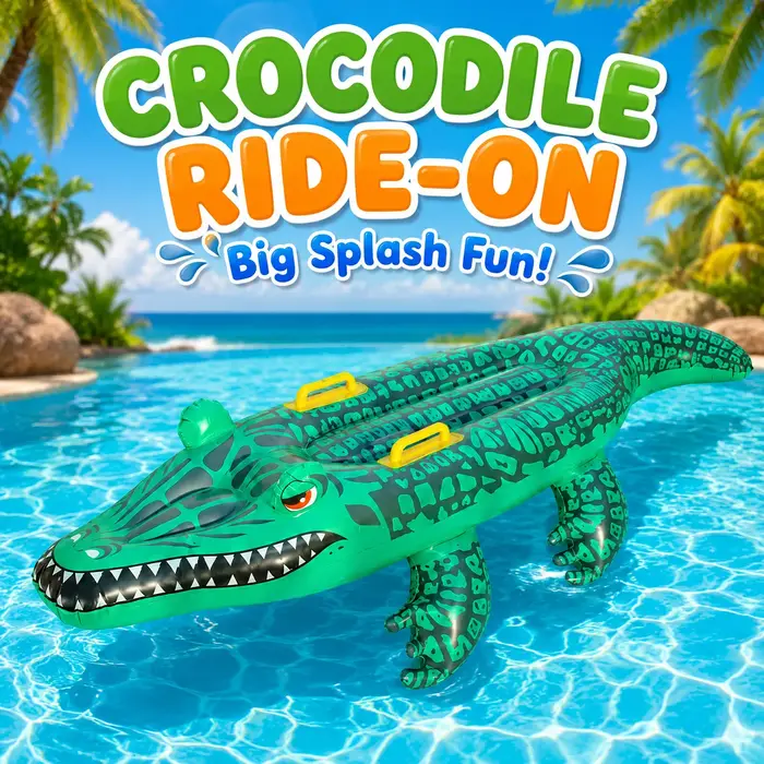 1PC Flotteur gonflable en forme de crocodile avec poignées