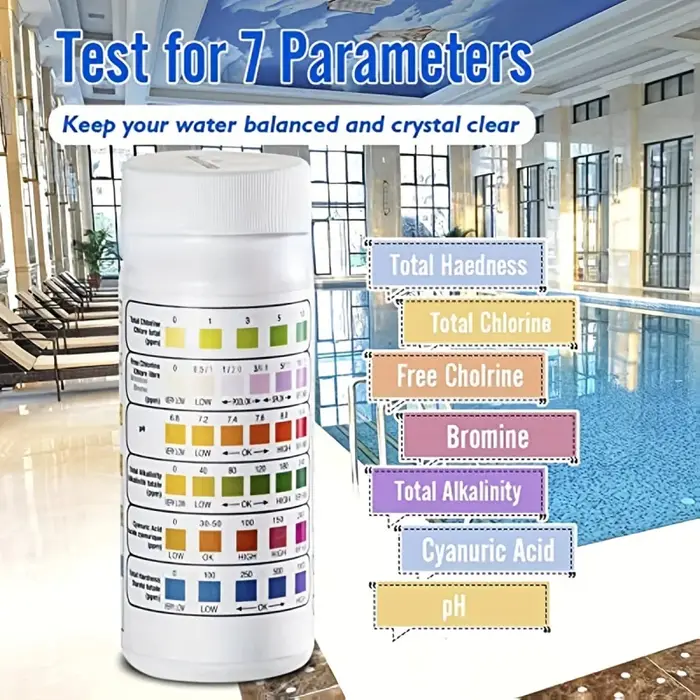 Kit de test de la qualité de l'eau de piscine 50 bandelettes