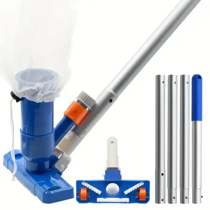 Kit de nettoyage de piscine avec perche télescopique à 4 sections et aspirateur à jet subaquatique
