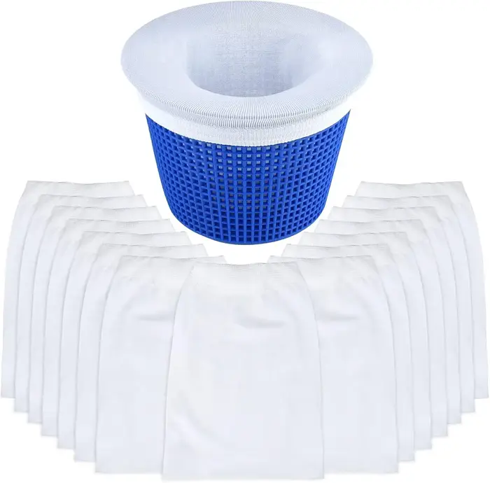 Filtre d'écumoire de piscine, chaussettes filtrantes, sac en maille filtrante, panier domestique en