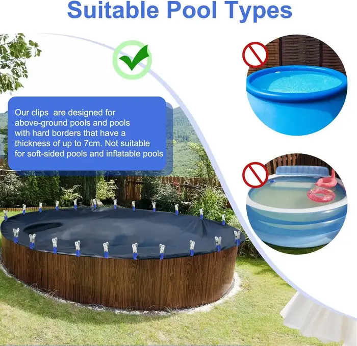 Clips de couverture de piscine durables en acier inoxydable