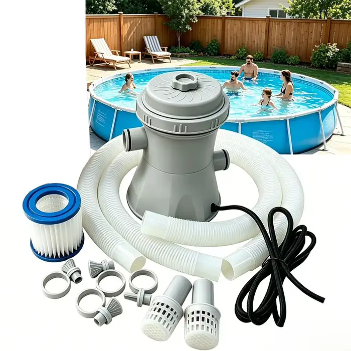 Pompe de circulation d'eau pour piscine, filtre de piscine extérieur pour usage domestique, système de filtration efficace avec tuyaux et filtre pour piscines