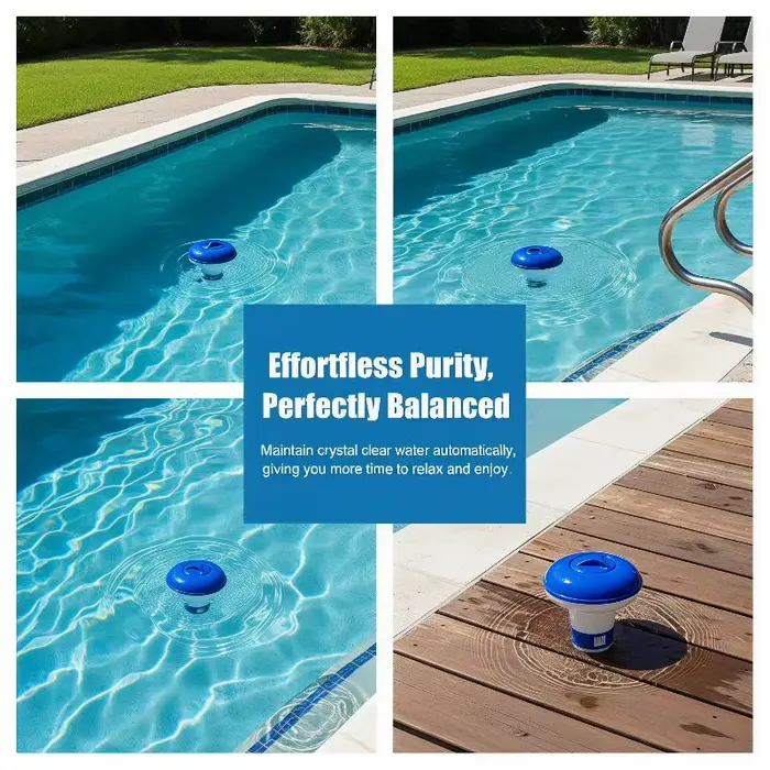 Distributeur de chlore flottant pour piscine de 5 pouces avec aérations réglables et couvercle anti-fuite pour piscines