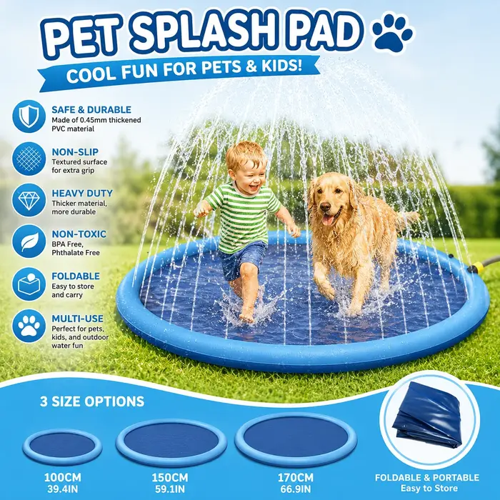 Piscine gonflable pour chien, tapis de pulvérisation rafraîchissant pour animaux, jouet interactif d