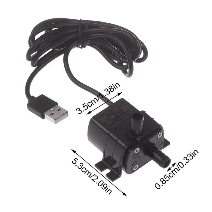 Micro-pompe à eau circulante ultra-silencieuse, pompe à eau USB DC sans balais 5V 1W 130L/H, hauteur