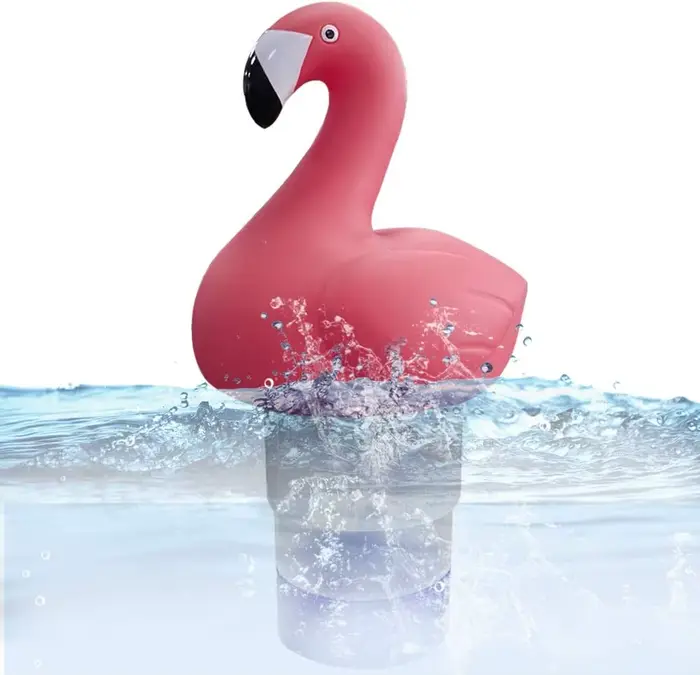 Distributeur de chlore flottant en forme de flamant rose pour piscine, spa et bain à remous