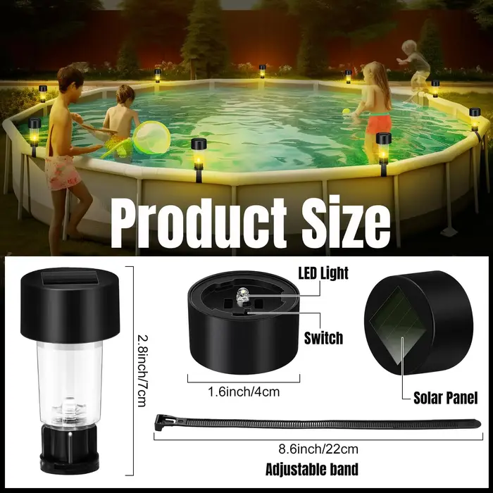 E2 6 pièces cadre de lumière de piscine Led solaire au sol
