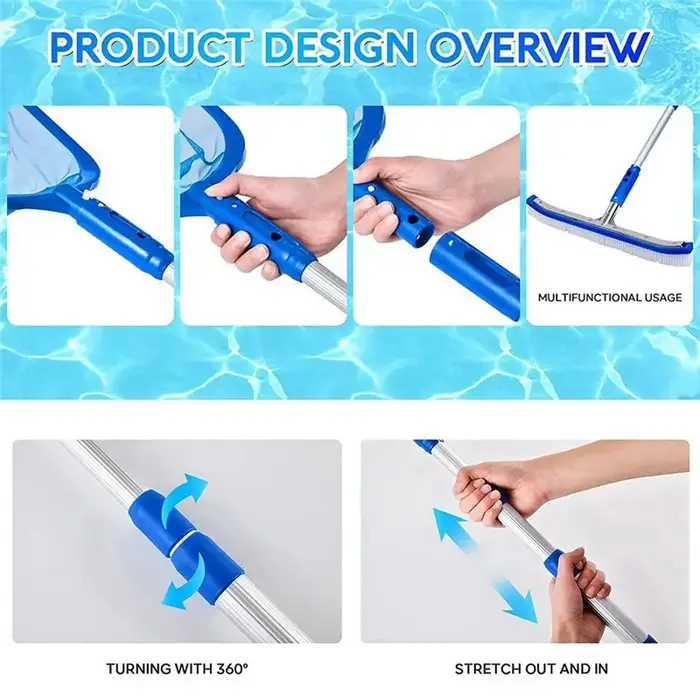Épuisette de piscine AB94-1 PCS avec manche à 3 sections