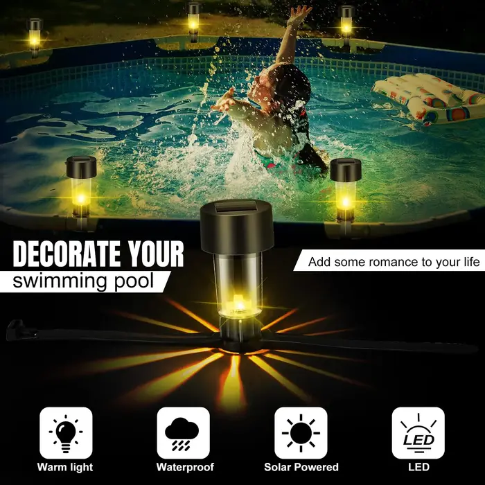 E2 6 pièces cadre de lumière de piscine Led solaire au sol