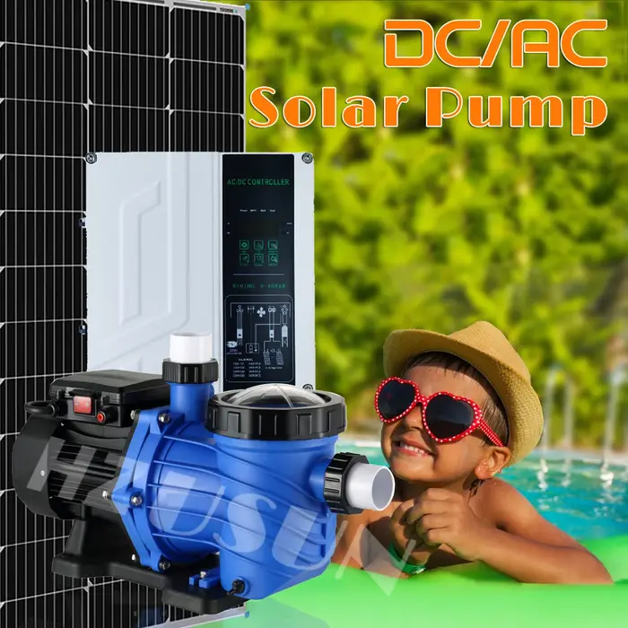Pompe de piscine solaire AC/DC 2,0 HP avec filetage 2,5 pouces pour piscines hors sol, ensemble de p