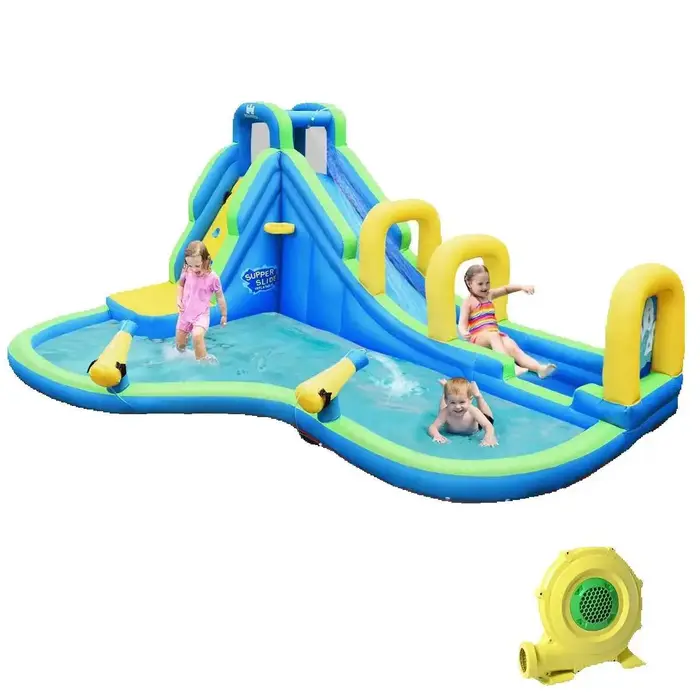 Slide Iatable Kids Bounce House Castle Splash Piscine d'eau avec souffleur 750 W avec