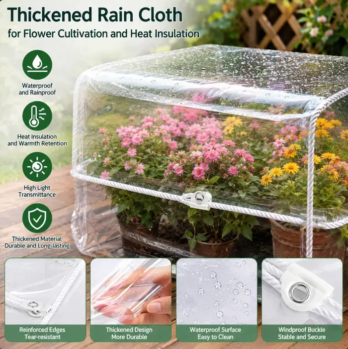 Bâche transparente en PVC de haute qualité avec coins renforcés améliorés et un design entièrement fermé