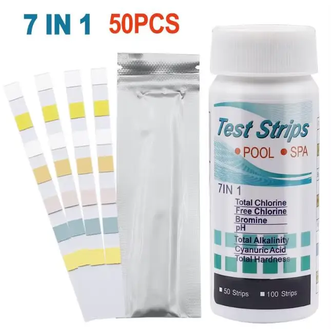 7 en 1 Piscine PH Papier D'essai Chlore PH Valeur D'alcalinité Dureté Test Bande PH Testeur Piscine